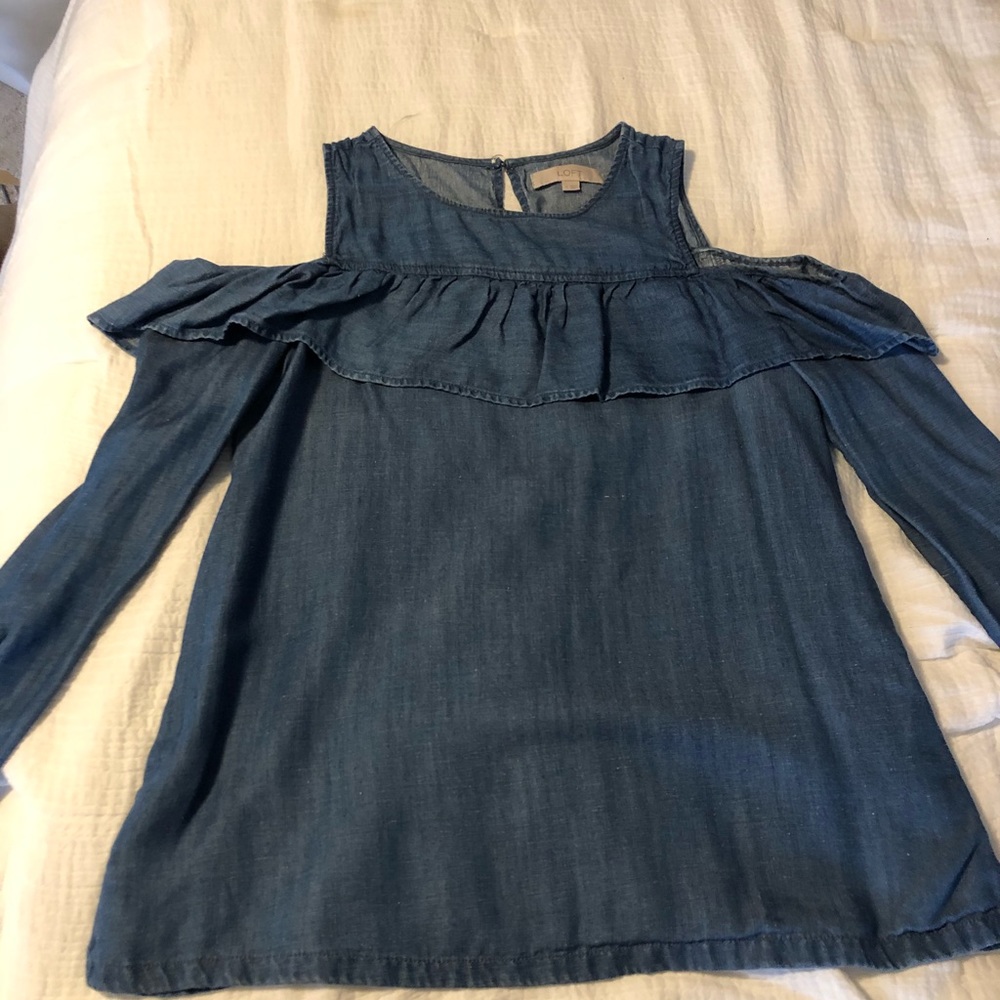 LOFT Off the Shoulder Jean Shirt